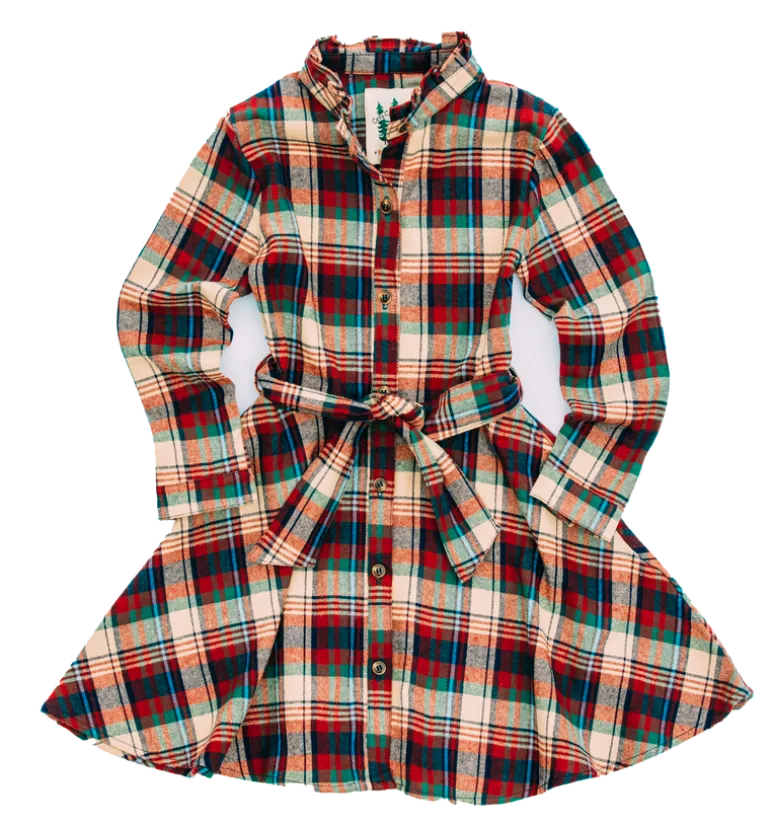 Apple Cinnamon Kids Flannel Dress