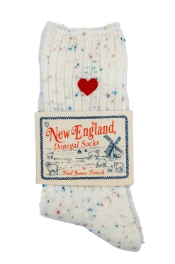 Cream Heart Donegal Socks