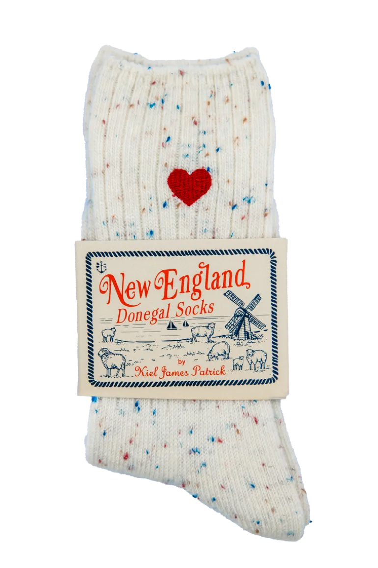 Cream Heart Donegal Socks