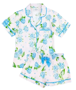 Hydrangea Drawstring Shorts Pajama Set