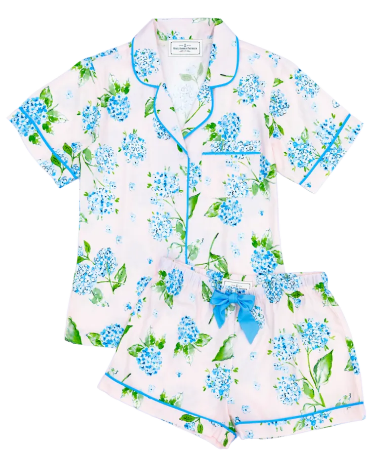 Hydrangea Drawstring Shorts Pajama Set