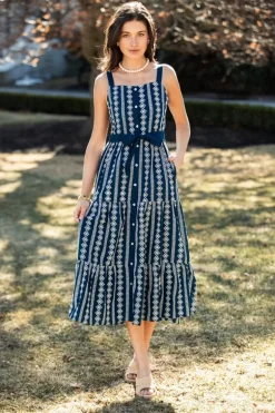 Isabella Floral Embroidered Smocked Maxi Dress
