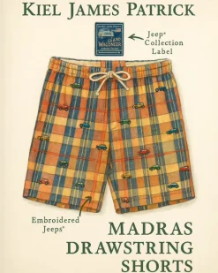 Jeep® x KJP Embroidered Madras Drawstring Shorts- Men's