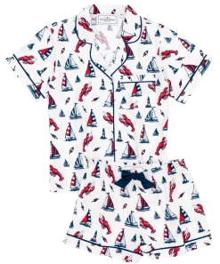 Lobster Buoy Drawstring Shorts Pajama Set