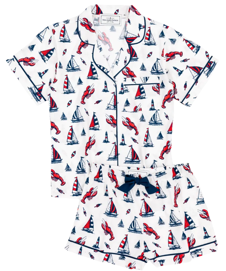 Lobster Buoy Drawstring Shorts Pajama Set