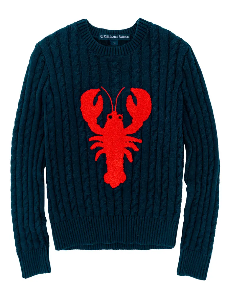 Lobster Cable Knit Sweater- Navy