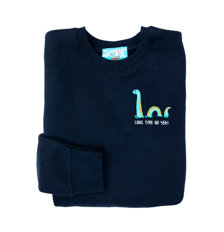 Long Time No Sea Embroidered Kids Sweatshirt
