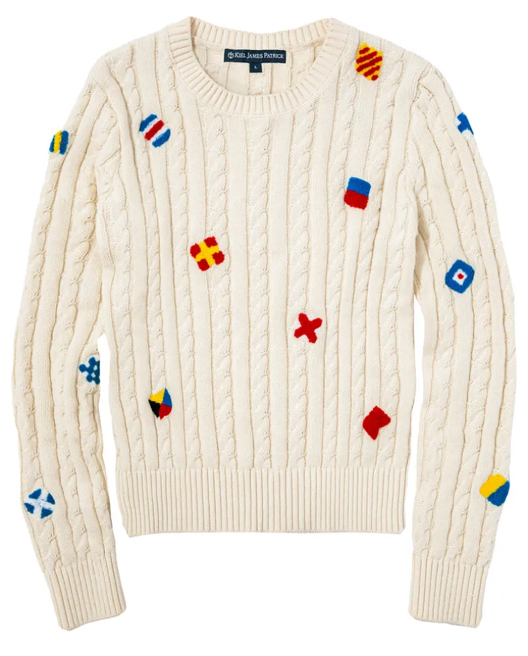 Nautical Flag Women's Cable Knit Sweater