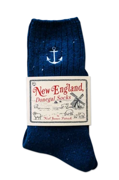 Navy Anchor Donegal Socks
