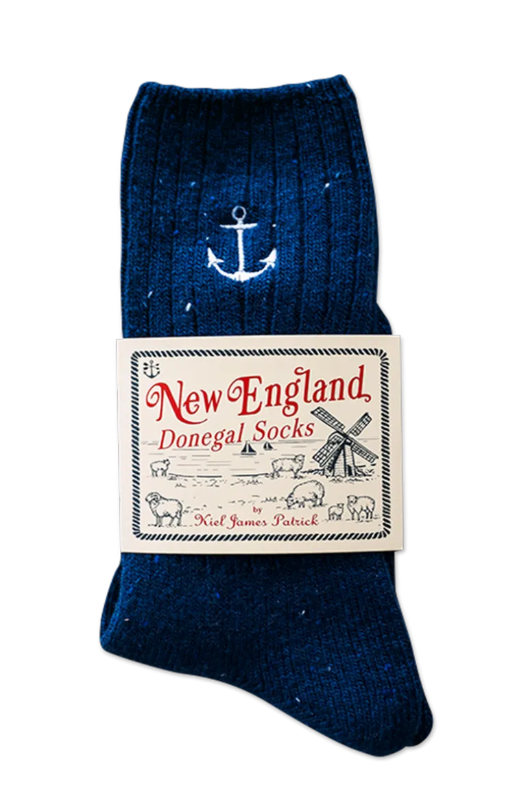 Navy Anchor Donegal Socks