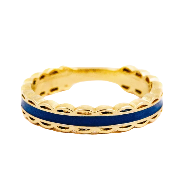 Scalloped Ring -Navy