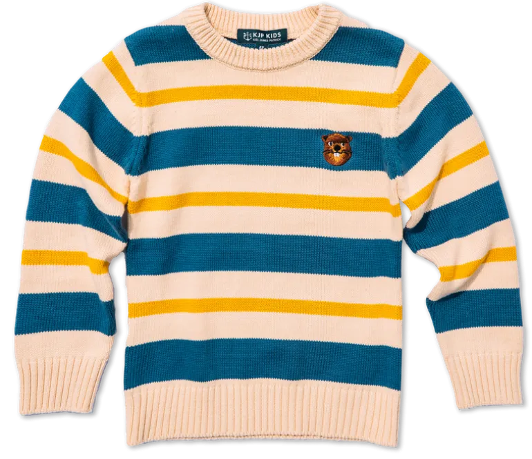 Wilderness Beaver Striped Kids Sweater